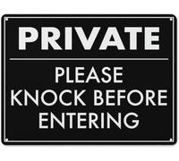 Private Please Knock Before Entering Warning Metal Sign Tin Signs Aluminum Sign For Outdoors Use Yard Farm Fence Home Wall Decor 12x16 Inch