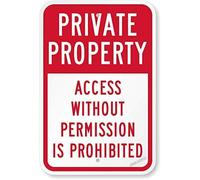 Private Property Access Without Permission is Prohibited Metal Tin Sign Yard Office Outdoor & Indoor Safety Signs 8"x12"