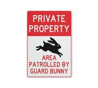Private Property Area Patrolled By Guard Bunny Sign 12 X 8 Inches Reflective Aluminum Metal Warning Signage With Symbol For Indoor Outdoor Use