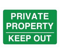 Private Property Keep Out Safety sign - 1.2mm Rigid plastic for indoor/outdoor usage (400mm x 300mm) Viewing Distance within 14m.