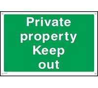 Private Property Keep Out Sign - 150mm x 100mm - 1.2mm Rigid Plastic Drilled Sign (CA47)