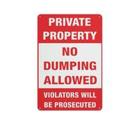 Private Property No Dumping Allowed Sign, 8 X 12 Grade Sheeting Rust Free Aluminum, Weather Resistant, Waterproof, Easy To Mount