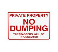 Private Property No Dumping Sign Trespassers Will Be Prosecuted Metal Warning Sign for Indoor Outdoor Security, Business Office Home Garden Street Decor 30 x 20 cm