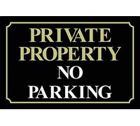 Private Property No Parking Sign - 300mm x 200mm - Self Adhesive Sticker (DS2)