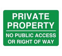 Private Property No Public Access Or Right Of Way Safety sign - 1.2mm Rigid plastic for indoor/outdoor usage (400mm x 300mm) Viewing Distance within 14m.