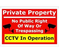 Private Property No Trespassing CCTV In Operation | High Visibility Safety Warning Sign | PVC Foamex Sign for CCTV Monitored Area Shop Office Warehouse Entrance Private Property Indoor Outdoor Wall