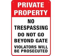 Private Property No Trespassing Do Not Go Beyond Sign Signs Outdoor, Uv Printed Aluminum 12 X 8 In, Weatherproof And Security Signs For Home Or Business