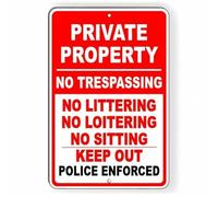 Private Property No Trespassing Loitering Police Will Be Called metal signs Signs & Plaques home decor 12x8 inch/30x20cm