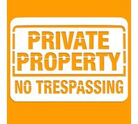 "Private Property No Trespassing" Reusable Stencil Template for Painting/Spraying Large Warning Sign on Wooden Plaque | 2-Pack, 14" x 10"