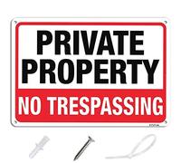 Private Property No Trespassing Sign, 10"x 7" .040 Rust Free Aluminum Sign, Reflective Anti UV Protected MetalSign, Easy to Install-Indoor & Outdoor Use with Screws and Zip Ties (1)