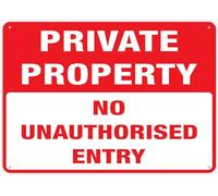 Private Property No Unauthorised Entry Sign Warning Tin Sign Home Kitchen Farm Garden Garage Wall Decor 12X8Inch