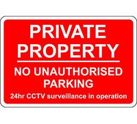 Private property no unauthorised parking 24 hour CCTV surveillance in operation sign - 3mm Aluminium sign 600mm x 400mm