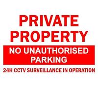 Private property no unauthorised parking 24h CCTV in operation prohibition sign - 1mm flexible Plastic sign (400mm x 300mm)