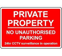 Private property no unauthorised parking 24h CCTV safety sign - 3mm Aluminium sign (600mm x 400mm)