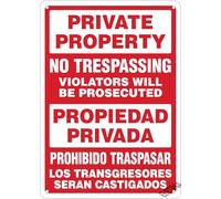 Private property/propiedad privada sign legend "no trespassing violators will be prosecuted/prohibido traspasar los transgresores deran castigados sign wall art outdoor indoor 8×12 INCH