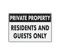 Private Property Residents And Guests Only Sign 12 X 8 Inches Aluminum Sign Reflective - Uv Protected, Waterproof, Weatherproof And Fade Resistant - 4Pre-Drilled Holes