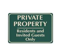 Private Property Residents And Invited Guests Only Sign Warning Sticker-Security Sign Outdoor Sign 12 X 8 Inches