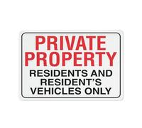 Private Property Residents And Residents Vehicles Only Sign 12 X 8 Inches Reflective Aluminum Metal Warning Signage With Symbol For Indoor Outdoor Use