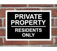 Private Property Residents Only Rigid Correx Warning Sign Decoration Props Plaque 8X12 Inch