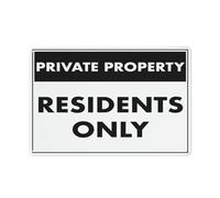 Private Property Residents Only Sign Sign, 8 X 12 Grade Reflective Sheeting Rust Free Aluminum, Weather Resistant, Waterproof, Easy To Mount