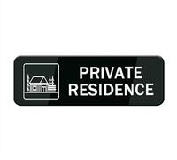 Private Residence Sign, Signage White/Black Plastic Acrylic, 10" X 3' With Double Side Tape, Adhesive, Easy Mounting