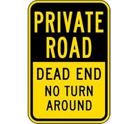 Private Road Dead End Metal Sign Plaque Poster 8X12 Inches