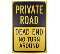 Private Road Dead End,No Turn Around Warning Signs Home Security 8x12Inch