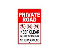 Private Road Keep Clear No Trespassing & Turn Around Metal Tin Sign 8X12 Inches