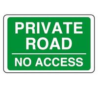 Private Road No Access - safety sign - 1.2mm Rigid plastic for indoor/outdoor usage (300mm x 200mm) Viewing Distance within 7m.