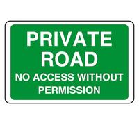 Private Road No Access Without Permission - safety sign - High tack self-adhesive sticker (600mm x 400mm) Viewing Distance within 20m.