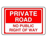 Private Road No Public Right Of Way - safety sign - 1.2mm Rigid plastic for indoor/outdoor usage (200mm x 150mm) Viewing Distance within 5m.