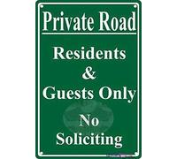 Private Road Residents & Guests Only No Soliciting Metal Tin Sign, Durable Waterproof Rustproof Wall Decor with Clear Print, Easy to Mount for Private Property, Driveway, Access Control, 12×16 Inch