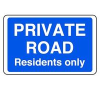 Private Road Residents Only - safety sign - 1.2mm Rigid plastic for indoor/outdoor usage (400mm x 300mm) Viewing Distance within 14m.