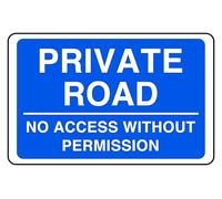 Private Road - safety sign - High tack self-adhesive sticker (400mm x 300mm) Viewing Distance within 14m.