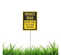 Private Road Yard Sign Dead End, No Turn Around Sign with Stake 8x12 inch Aluminum Outdoor Decoration Sign Aluminum Sign for Outdoor Use Easy Install Set of 1