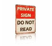 Private Sign Do Not Read Funny Metal Aluminum Sign Retro Humor Wall Decor for Home Office Bathroom Garage Man Cave Vintage Novelty Wall Art 12x8 Inch (25172)