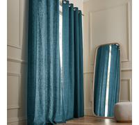 Private Washed Linen Curtain with Eyelets Peacock Blue