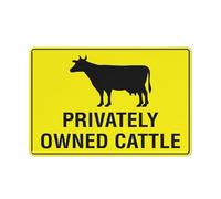 Privately Owned Cattle Sign 12 X 8 Inches Aluminum Sign Reflective - Uv Protected, Waterproof, Weatherproof And Fade Resistant - 4Pre-Drilled Holes