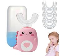 Privethings - WhizBrush - U-Shaped 360º Ultrasonic Toothbrush, Kids Toothbrush Electric W/LED & 3 Vibration Modes, Soft Silicone - Built for Kids, Let Children Love Brushing Their Teeth (2-6 Pink+4)