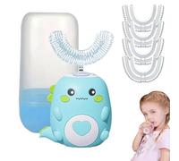 Privethings - WhizBrush - U-Shaped 360º Ultrasonic Toothbrush, Kids Toothbrush Electric W/LED & 3 Vibration Modes, Soft Silicone - Built for Kids, Let Children Love Brushing Their Teeth (2-6 Green+4)