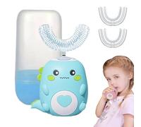 Privethings - WhizBrush - U-Shaped 360º Ultrasonic Toothbrush, Kids Toothbrush Electric W/LED & 3 Vibration Modes, Soft Silicone - Built for Kids, Let Children Love Brushing Their Teeth (6-12 Green+2)