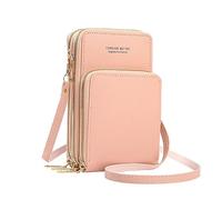PRIVHOM Womens Mini Crossbody PU Cellphone Shoulder Bag Mobile Phone Wallet Bags and Adjustable shoulder strap for Women girl (pink)