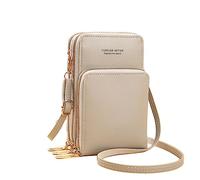 PRIVHOM Womens Mini Crossbody PU Cellphone Shoulder Bag Mobile Phone Wallet Bags and Adjustable shoulder strap for Women girl (grey)