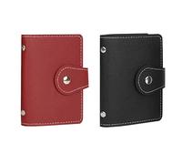 PRIVILLA 2 Pcs Credit Card Holder and business card holder,Sd Card Holder Each Has 26 Card Organizers, 2024 New Credit Card Holders book for Men and Women., black+red, Contracted