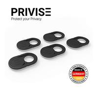 Privise Webcam Cover 5-Pack - Ultra-Slim Camera Cover for Laptop, Tablet & Smartphone - Premium Privacy Protection - Strong Adhesive - Made in Germany - Black