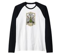 Privy Digging Antique Bottle Collector Deep in The Pit Raglan Baseball Tee