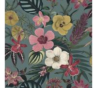 Rasch Priya Floral Petrol Blue Wallpaper