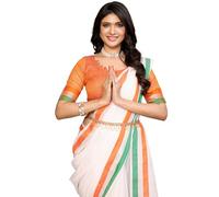 Priyashi Women Woven in Cotton Silk Fabric-Independence Day Tiranaga Flag Saree with Blouse Material |saree for Women | Saree | New Sari | Latest Saree_AZ-PY-P3-FLAG PLAIN SAREE, Tricolor, Free Size