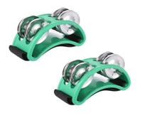 PRIZOM 2PCS Foot Tambourine Percussion, Musical Instrument Percussion Pedal with Steel Jingle Bells - Green Easy Install