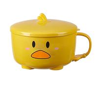 PRIZOM Duck Ramen Noodles Bowl with Lid Cute Stainless Steel Kitchen Fruit Instant Rice Soup Double-Layer Bowl 2